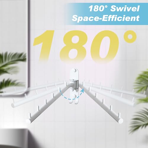 Alise Wall Mounted Drying Rack with Hook,Swivel Clothes Hanger,White,2 Pcs - color: White, size: 5005J (2 Pack)