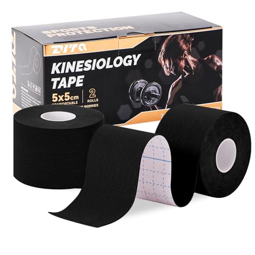 Kinesiology Tape (2 Rolls) - Waterproof, Breathable, Hypoallergenic - Ideal for Muscle Support and Injury Recovery, 2 Inches x 16 Feet, Black - color: Black