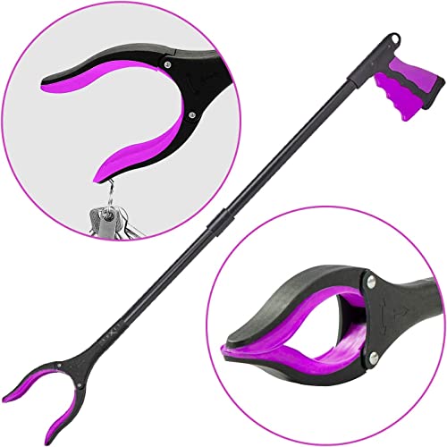 Grabber Reacher Tool - 2 Pack - Latest Version Long 32 Inch Foldable Pick Up Stick - Strong Grip Magnetic Tip Lightweight Trash Picker Claw Reacher Grabber Tool Elderly Reaching - by Luxet (Pink) - color: Pink