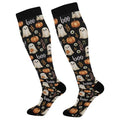 Wusikd Milk Cow Compression Socks for Women and Men Circulation Flowers Long Socks for Athletic Running 2 - color: Halloween Ghosts