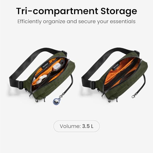 tomtoc 3.5L X-Pac Sling Bag with RFID Blocking Crossbody Pack for Men Women - color: X-Pac Olive, size: 3.5L