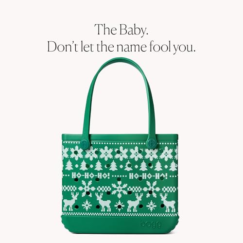BOGG BAG Medium Tote – 15” x 12.5” x 5” – Essential Bags for Beach, Pool, Boat, Sports, Tailgating, Cruise, Travel - color: Ugly Sweater - Green