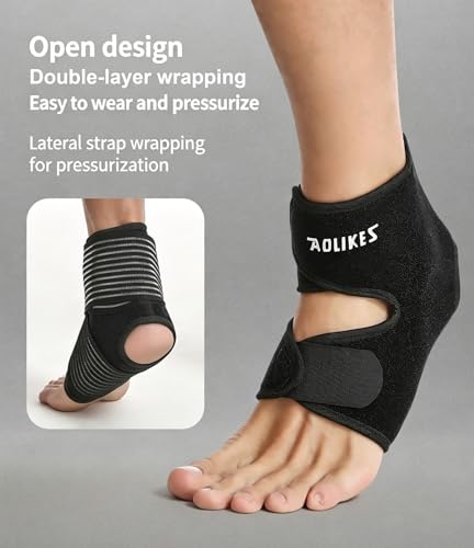 Ankle Brace Elastic Supports for Men Women, Adjustable Ankle Straps Ankle Support Ankle Compression Sleeve, Plantar Fasciitis Relief Achilles Tendonitis Brace Achilles Tendonitis Wrap, Pack of 1 (Black-Blue) - color: Black-Blue