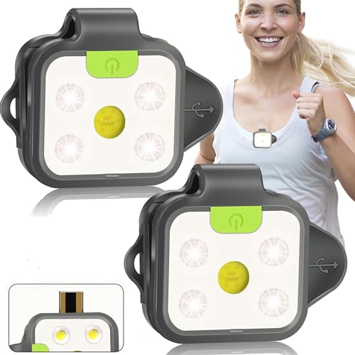 Running Light for Runners, 2Pack Clip on Flashlight, Rechargeable LED Light