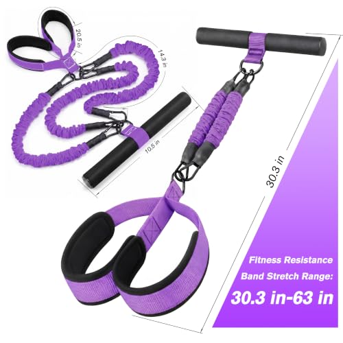 Resistance Bands with Handles,Pedal Resistance Band with Handle - color: 90lbs-Purple