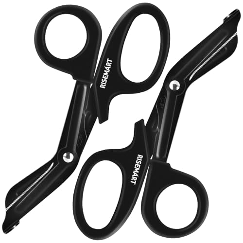 RISEMART 2 Pack Trauma Shears 7.5 Inches Stainless Steel Bandage Scissors - color: Black+black