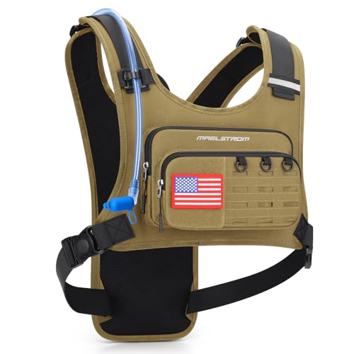 Maelstrom Hydration Running Vest with 2L Water Bladder for Men Women - color: Khaki