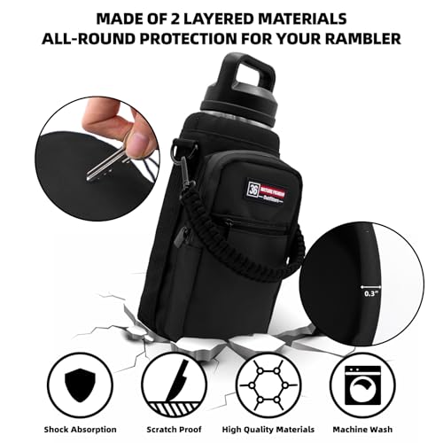 NATURE PIONEOR 26-128 oz Insulated Water Bottle Carrier Holder with Strap - color: Black, size: 32-36oz