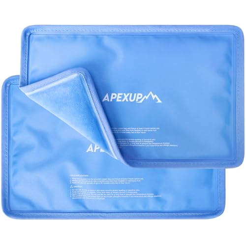 APEXUP Gel Ice Packs for Injuries Reusable, Flexible Double Sided Cold Packs for Injuries, Ice Pack for Knee, Shoulder, Back, Hip, Leg, Arm (Blue, 8"x5.5", 2PK) - size: S-2PK (8"x5.5"), style: Blue
