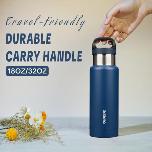 BJPKPK 18oz Insulated Water Bottle Stainless Steel Water Bottle with Handle - color: Drak Blue, size: 18 Ounces