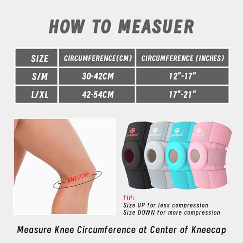 Kuangmi Knee Brace with Side Stabilizers & Patella Gel Pad,Adjustable Compression Knee Support with Arthritis Relief,Injury Recovery,Running,Weightlifting,Climbing(Pink,2-Springs,L/XL - color: Pink(2 Springs), size: L/XL