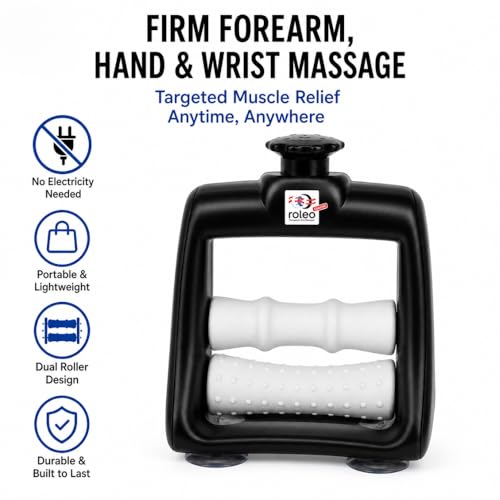 Roleo Arm and Hand Massager Forearm, Hand, and Wrist Massager; Arm Roller; Portable. Firm Forearm Massage for Hand and Wrist Wellness. Invented by a LIC. Massage Therapist.
