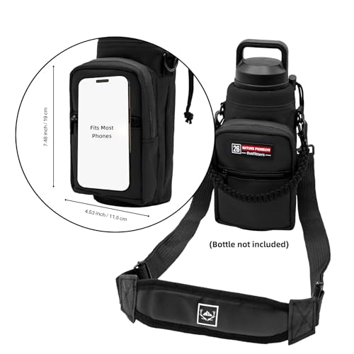NATURE PIONEOR 26-128 oz Insulated Water Bottle Carrier Holder with Strap - color: Black, size: 18-26oz