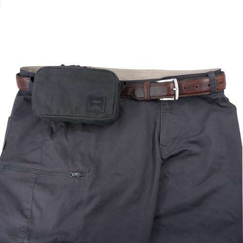 Tintris Belt Zipper Pouch for Men Women YKK Zippers, EDC Belt Pouch Waist Pack Bag for Camping, Hiking, Water Resistant, Tough Waxed Canvas, Black, Size M