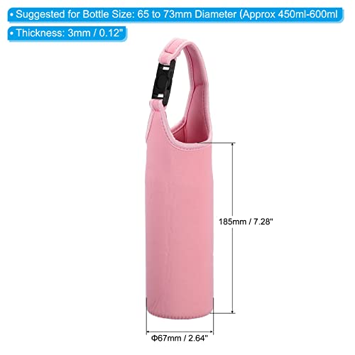 PATIKIL Water Bottle Sling Bag, Neoprene Portable Insulated Bottle Holder Carrier with Removable Adjustable Shoulder Straps - color: Pink