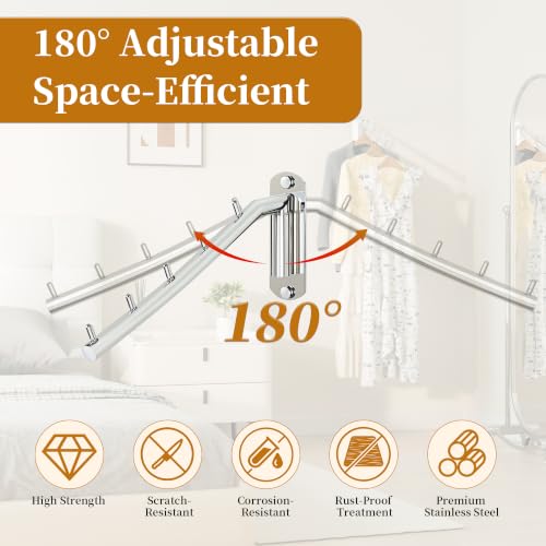 Alise Wall Mounted Drying Rack,Swivel Clothes Drying Hangers,Chrome,2 Pcs - color: Chrome, size: 1005 (2 Pack)