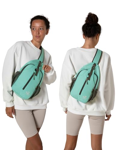 WATERFLY Crossbody Sling Backpack Sling Bag Travel Hiking Daypack - color: N - Mint Green