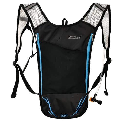 2 Pack Hydration Pack with 2L Backpack Water Bladder - Great for Outdoor Sports of Running Hiking Camping Cycling Skiing - color: Black with Blue Zipper (1 Pack)