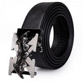 Dubulle Ratchet Belt for Men Leather Adjustable Designer Fashion Buckle - color: A-a Black Belt, size: Adjustable Fit 22" to 38" Waist
