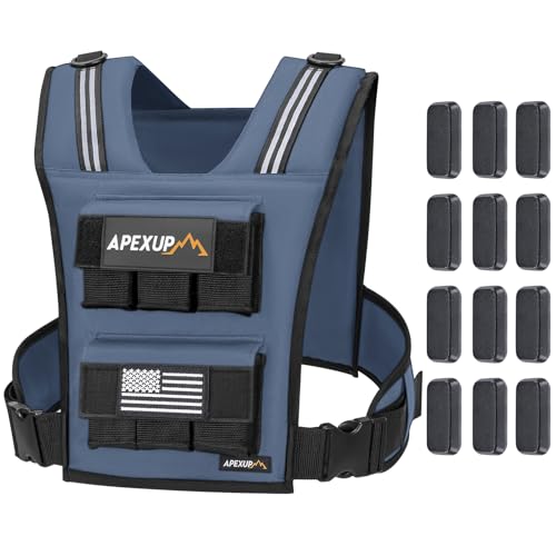 APEXUP Weighted Vest Men, Adjustable Weight Vest for Running - color: Navy Blue, size: With Weights-30lbs