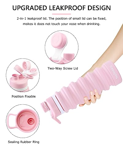 Nefeeko Collapsible Water Bottle, 26oz Silicone Foldable Water Bottles - color: O
