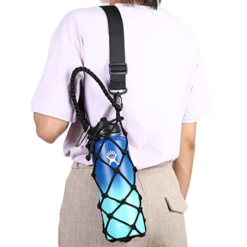 Water Bottle Carrier Strap Wine Cup Holder for Sports Bottle Sling Water Flask 17-25oz 32oz-40oz 64oz - color: Black (32oz-40oz)