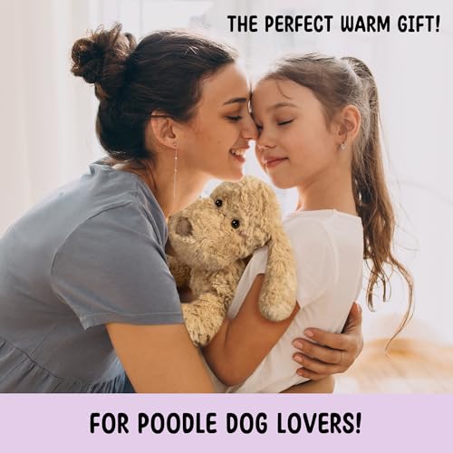 Goldendoodle Poodle Dog Microwavable Stuffed Animal – 1.5 lb Unscented Heating Pad Plush, Soft Cozy Golden Doodle Puppy Toy for Relaxation and Comfort, Gift for Women, Girls, Adults & Kids, Happy Fuel - color: Poodle Dog