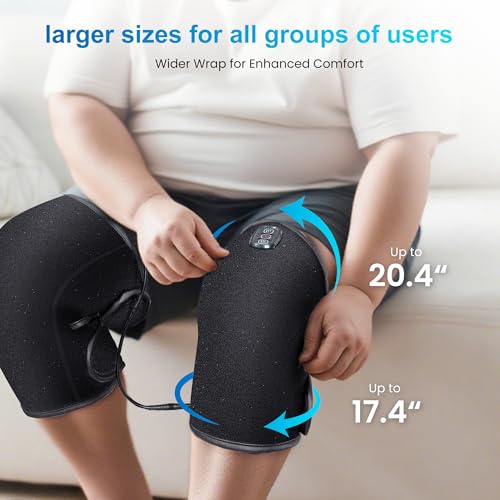 COMFIER Heated Knee Massager with Heat & Vibration, Graphene Knee Heating Pad Wrap, Adjustable Wearable Knee Brace,Electric Knee Warmer for Men Women Seniors - color: Midnight Black
