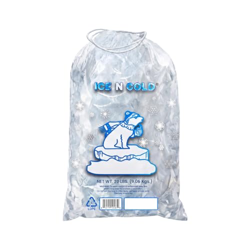 ICE N COLD 20lb Ice Bags (100 ct) with Cotton String | 15" x 22" - size: 20 lb