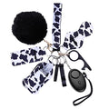 AMIR Safety Keychain Set for Women and Kids, 10 Pcs Safety Keychain Accessories with Sound Personal Alarm, Whistle and Pom - color: Cow