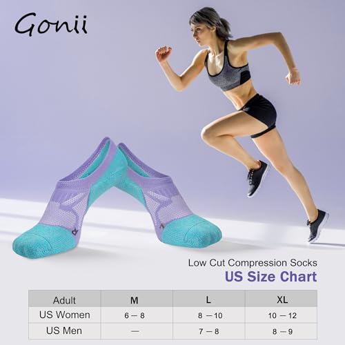 Gonii Compression No Show Athletic Womens Socks Running Cushioned 5-6 Pairs - color: 5 Pairs Colorful-b, size: 8-10