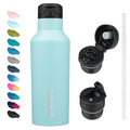 BJPKPK 17oz Insulated Thermal Water Bottle, Straw & Handle, Stainless Steel - color: Turquoise, size: 17 Ounces