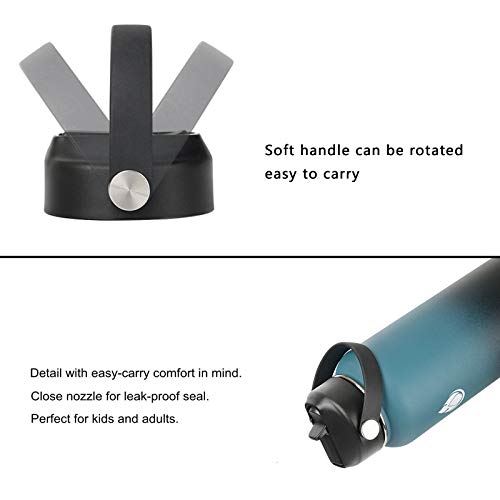 Straw lid for Hydroflask Wide Mouth Water Bottle,Straw Lid Flexible Handle Fit Hydro Flask 12 16 18 20 32 40 64 oz,Sports Straw Cap Flip Top Lid Water Bottle Lid Accessories… - color: Black 1