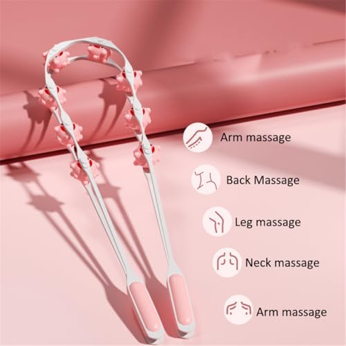 Back Massage Roller Rope, Manual Balll Pull Back Strap with 8 Rollers, Handheld Cellulite Self Massage Tool for Body Shaping, Leg Muscle Relief (Blue) - color: Blue