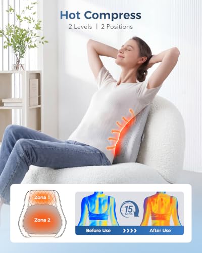 Boriwat Back Massager with Heat, 3D Kneading Massage Pillow for Back, Neck, Shoulder, Leg Pain Relief Deep Tissue, Gifts for Women Men Mom Dad(Light Gray) - color: Light Gray