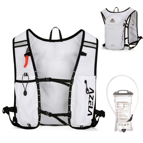 JEELAD Hydration Backpack Lightweight Vest for Hiking Trail Running Gear Cycling Marathon for Women Men - color: E - White (10L) - with 1.5L PEVA Water Bladder