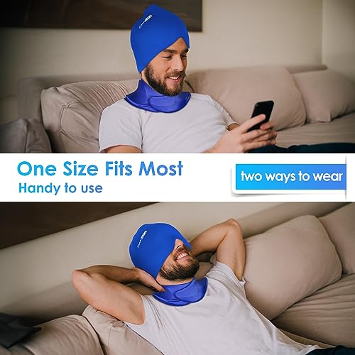 Comfitech Ankle Ice Pack Wrap for Swelling, Injuries Reusable Gel Heel Ice Pack for Foot Ankle Sprain Relief & Migraine Headache Relief Cap & Neck Ice Pack Wrap Gel, Ice Cap for Headaches Cervical