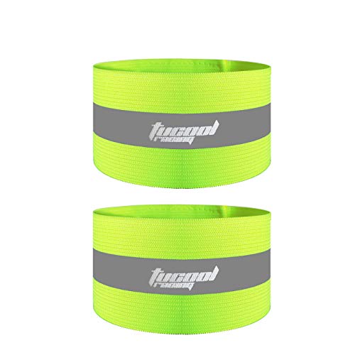 Running Reflective Vest Gear with 2 Reflective Bands Adjustable Safety Vests High Visible Reflective Belt Wristbands Straps for Night Running Cycling Dog Walk Jogging (Green)
