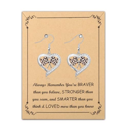 Checkered Flag Racing Earring Checkered Flag Gift Racing Race Car Gifts for Racers Fans Checkered Flag Dangle Drop Earrings