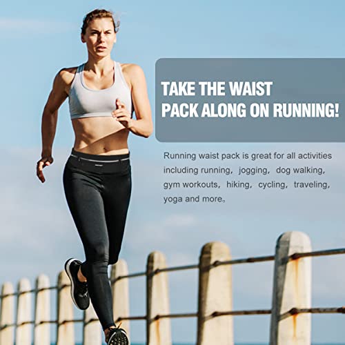 GUZACK Slim Running Belt for Phone 6.8'', Ultra Light Running Belts for Women/Men, Zipper Waterproof Running Waist Pack, Reflective Running Fanny Pack With 3 Separate pouch - color: Black