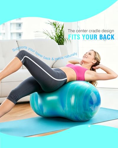 ZOOJOY Peanut Ball for Kids and Adults, 18/20Inch Anti-Burst Exercise Ball - color: Green & Blue, size: 39 x 20 Inch