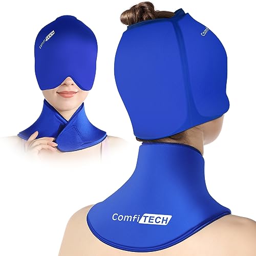 Comfitech Ankle Ice Pack Wrap for Swelling, Injuries Reusable Gel Heel Ice Pack for Foot Ankle Sprain Relief & Migraine Headache Relief Cap & Neck Ice Pack Wrap Gel, Ice Cap for Headaches Cervical