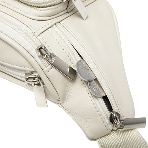Leather Fanny Pack Waist Bag for Men Women Outdoor Travel Hiking Camping Walking Running Hip Bum Belt Slim Cell Phone Purse Wallet Pouch (Beige) - color: #01Beige