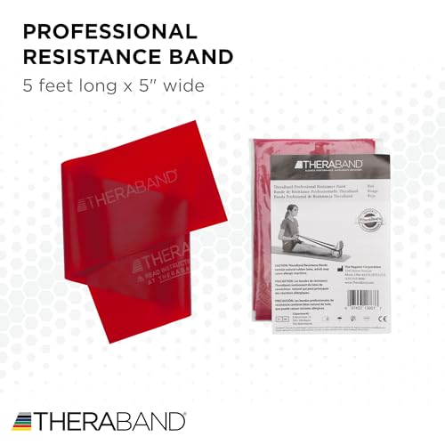 THERABAND Professional Resistance Band, Red Level 2 Medium, 5 ft Exercise - color: Level 3 / Heavy - Red