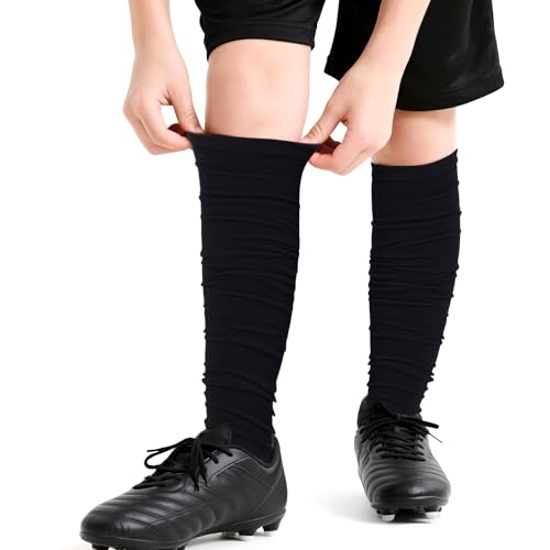 Dxhycc 2 Pairs Scrunch Football Socks Athletic Football Leg Sleeves - color: Black