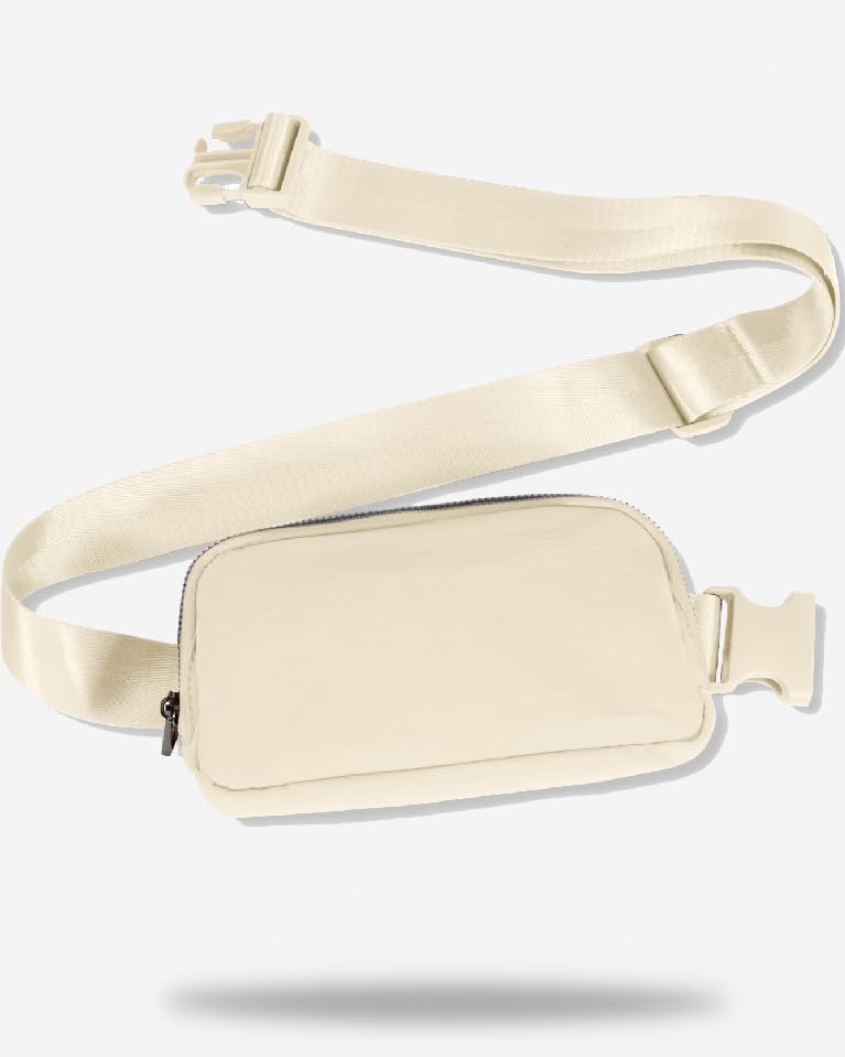 INTINI Crossbody Fanny Pack for Women, Small Belt Bag Waist Purse with Adjustable Strap, Mini Hip Pack Side Bag for Travel, Running, Gym and Daily Wear - color: S - Lvory
