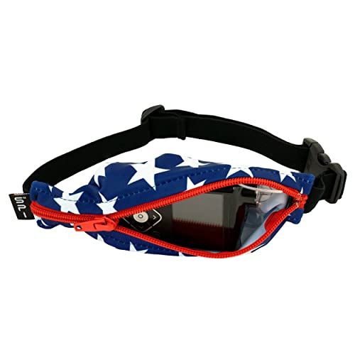 SPIbelt Kids Pocket Belt, Expandable Pocket, Adjustable Waist, No Bounce, No Logo Band, Stars & Stripes with Red Zipper - color: Stars & Stripes with Red Zipper