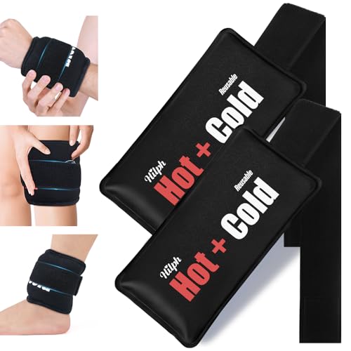 Hilph Ice Packs for Injuries 2 Pack, Hot Cold Gel Therapy Wrap with Strap