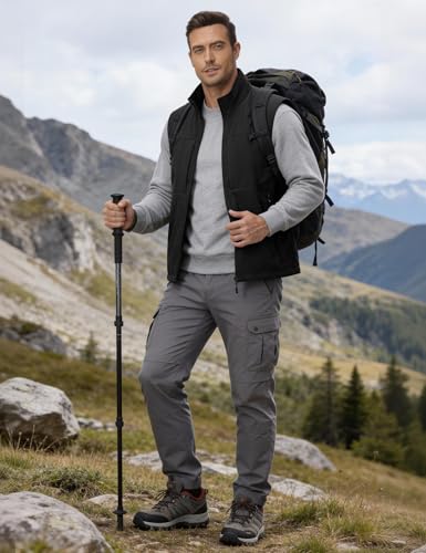 Eisctnd Mens Lightweight Quick Dry Vest Sleeveless Outerwear Utility Jacket - color: Black, size: Small
