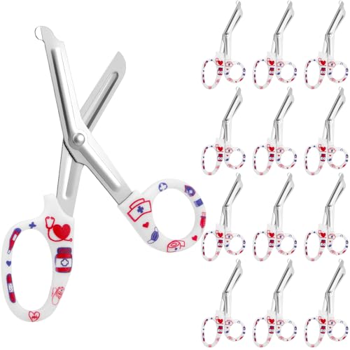 Chumia 12 Pcs Nursing Scissor, Nurse Week Gifts Bulk, 5.7" Blade Tape - style: Nurses' Day Style